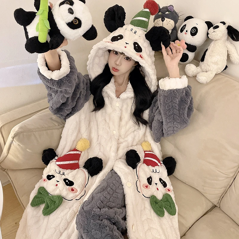 运补【生日熊宝】睡袍新款冬季加绒外出秋冬冬天保暖甜美睡衣家居服