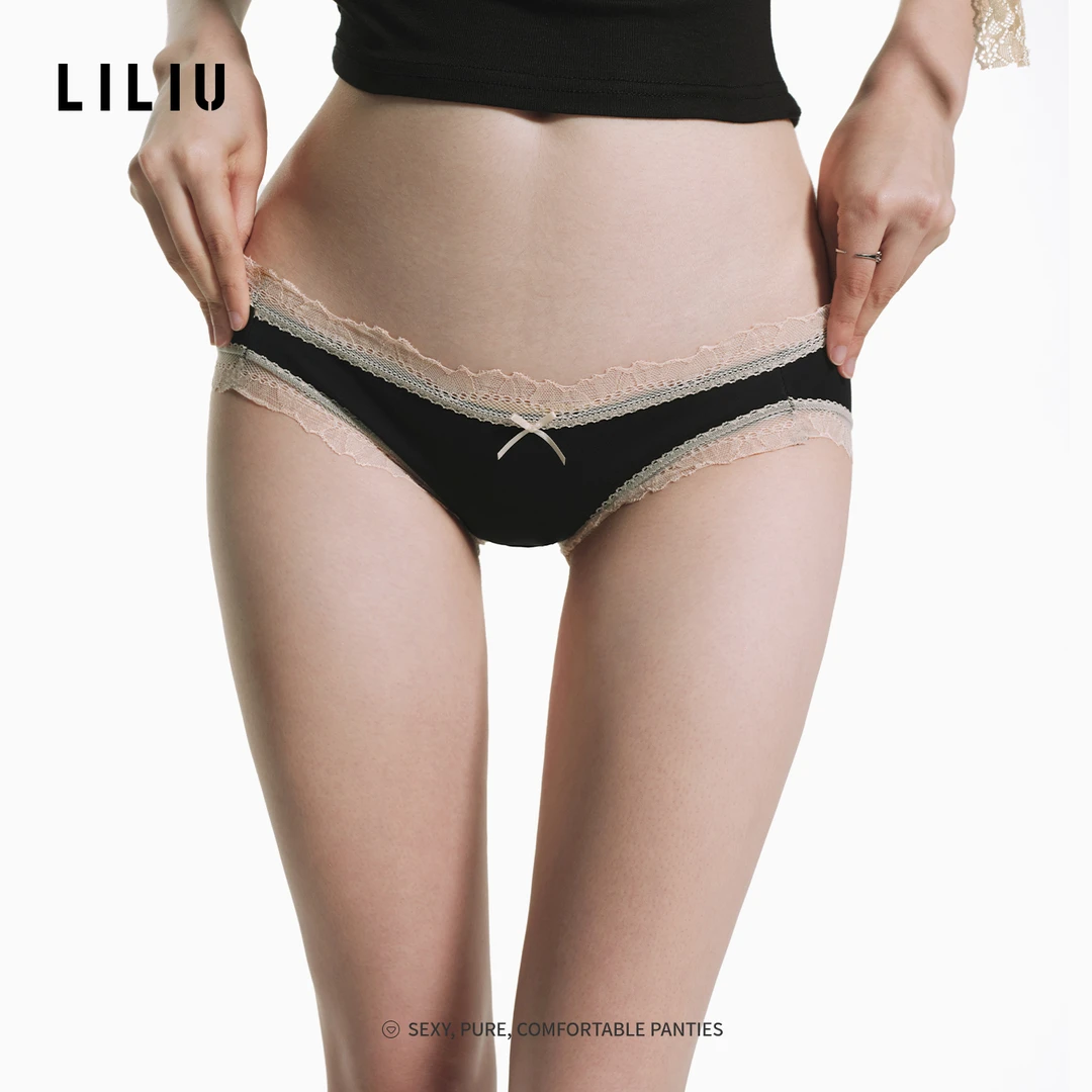 LILIU|朱丽叶·丝滑纯欲内裤女士性感舒适蕾丝透气低腰三角裤