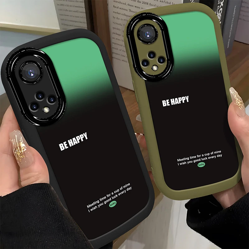 适用于【华为】Nova9/Hi个性绿黑渐变英文简约硅胶防摔手机壳