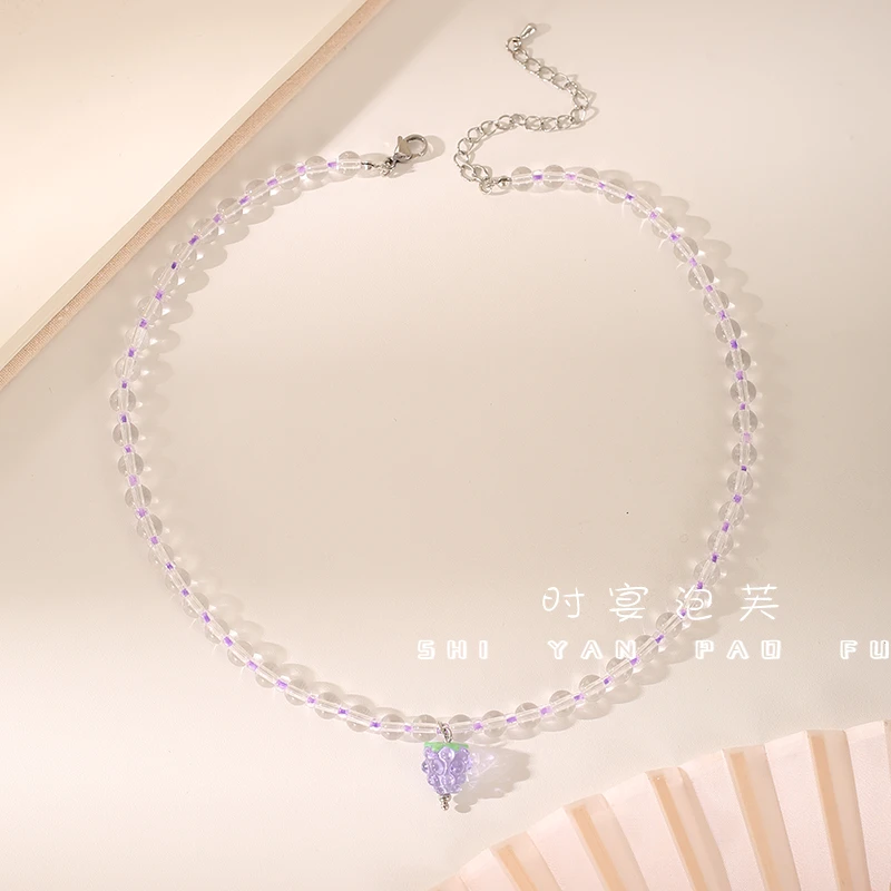 铜合金项链 【冰晶葡萄】项链清凉紫色葡萄颈链原创设计轻奢简约女