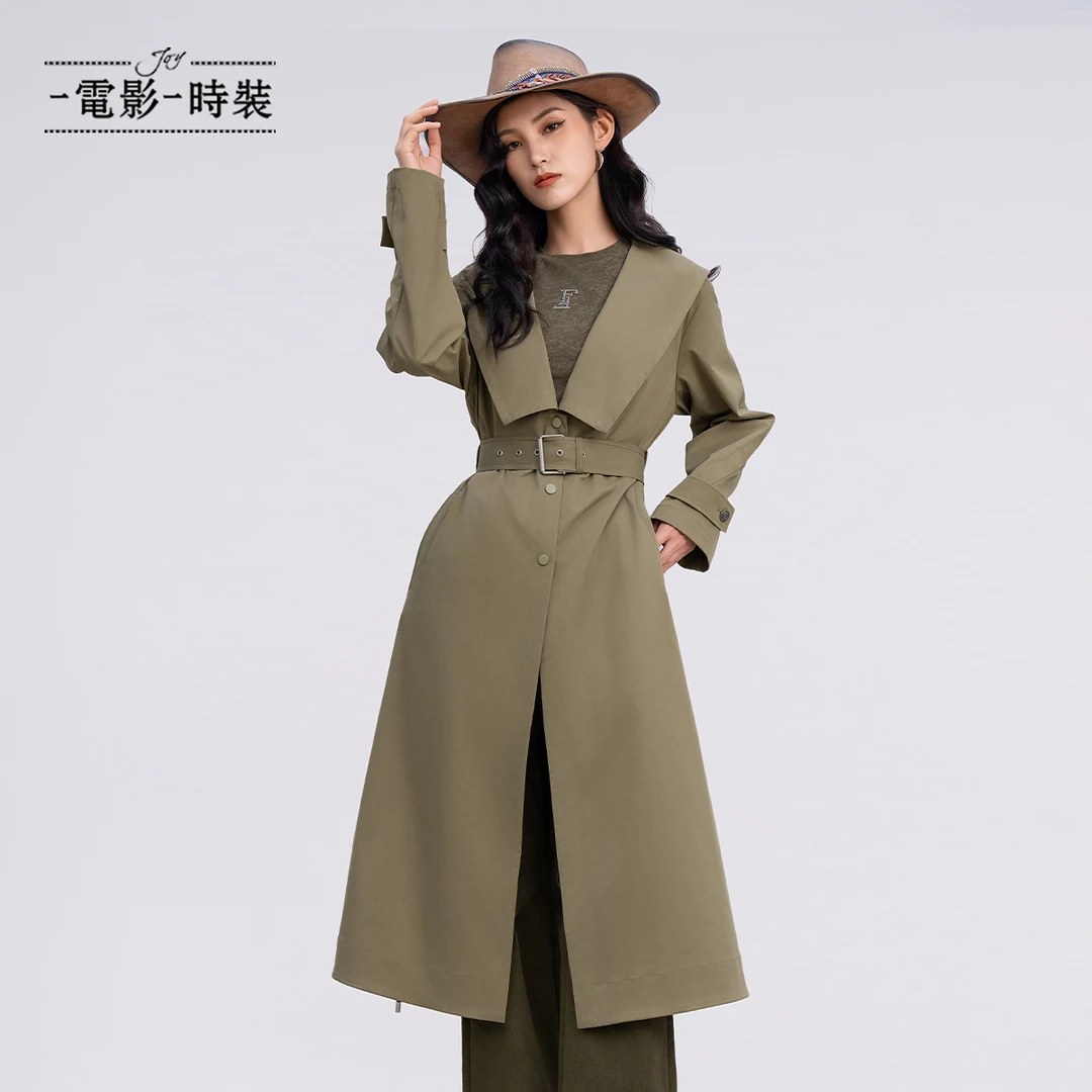 【九月专属】一电影一时装复古大翻领抽绳风衣外套FFHG114650