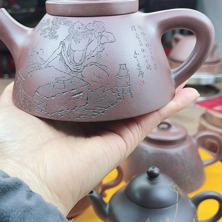 紫砂茶壶爱**风紫泥料，石瓢壶，容量350毫升左右