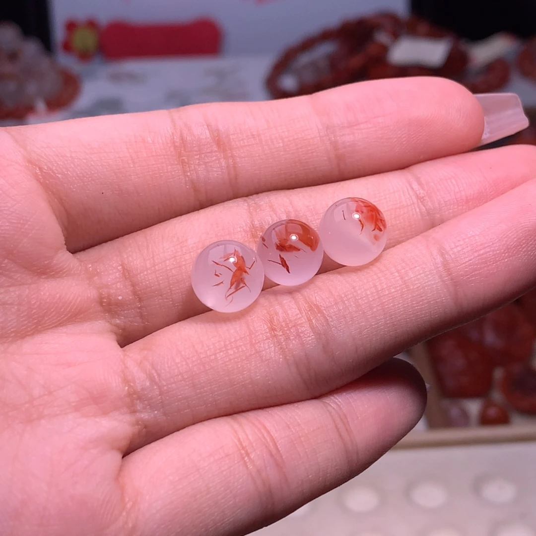 嗨***)南红玛瑙未镶嵌珠宝半成品单珠3