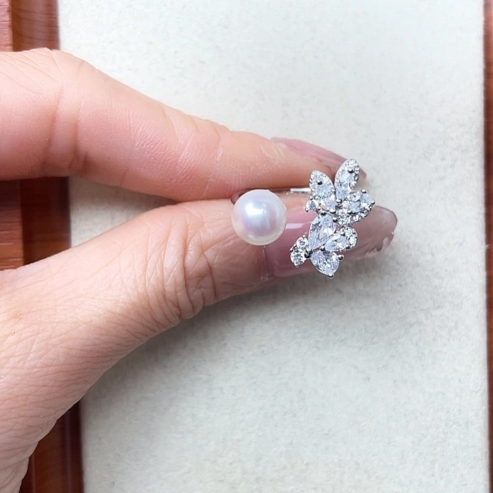 海水珍珠戒指银S925镶嵌