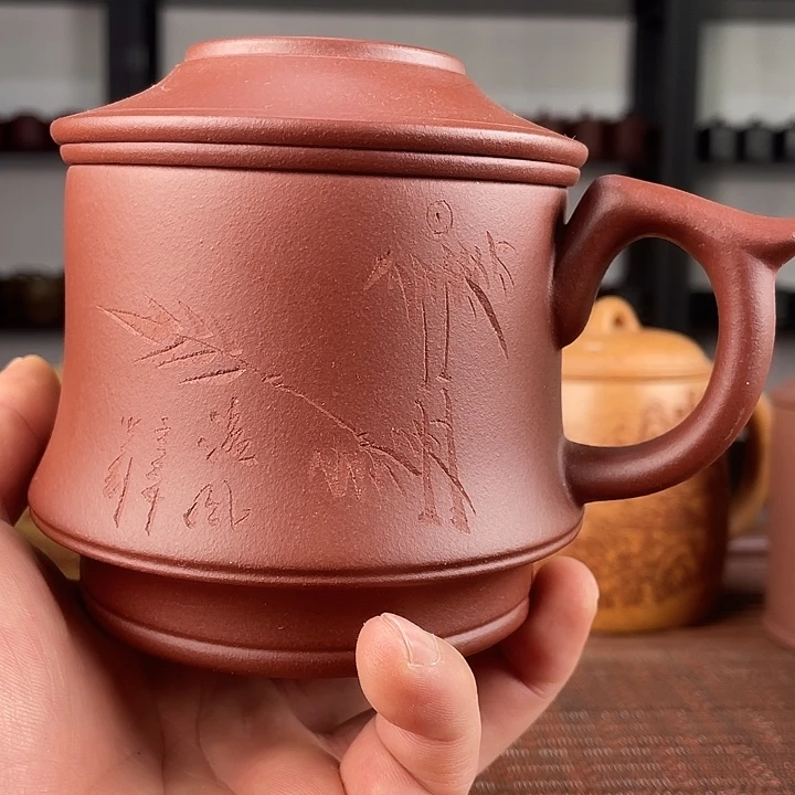 紫砂茶杯宜兴原矿紫砂盖杯