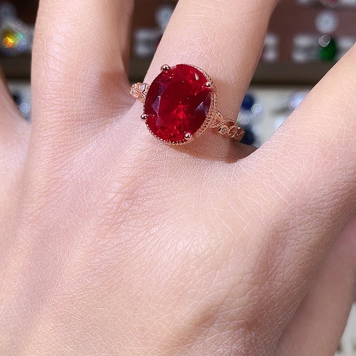 925银鸽血红戒指玫瑰金