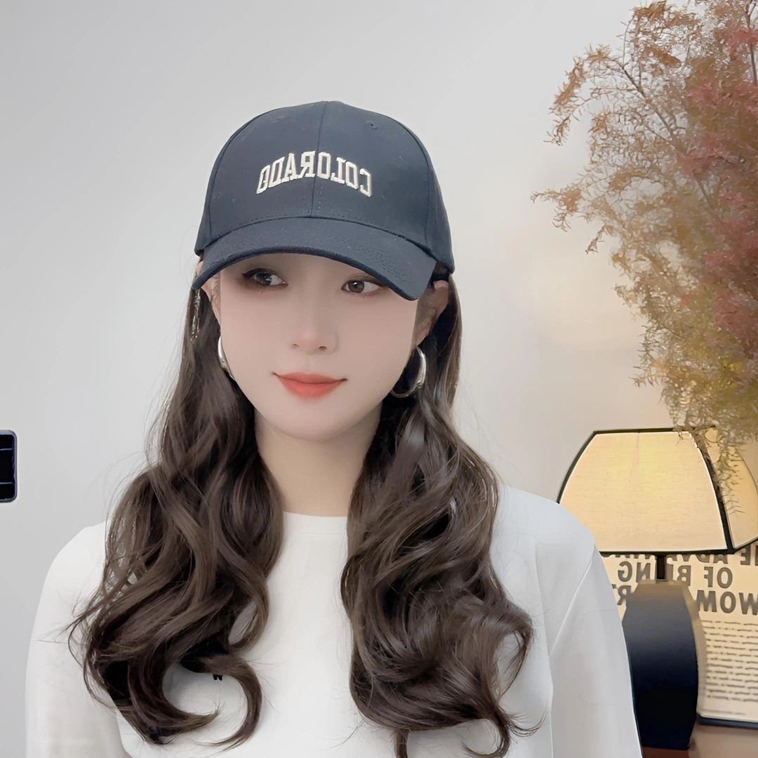 层次感气质大波浪卷发COL棒球帽子假发一体蓬松自然洋气百搭减龄.