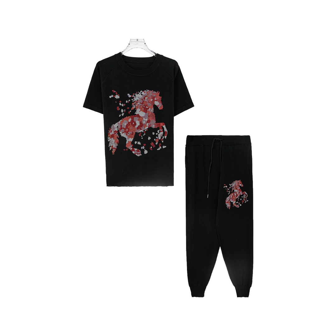 X26287时尚休闲运动套装洋气百搭卡通图案两件套