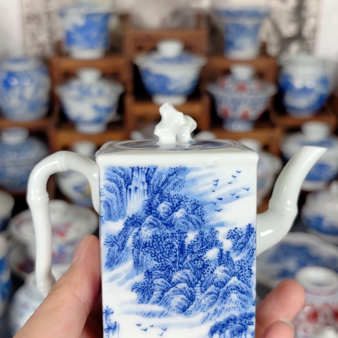 安***心青花瓷器手绘作品陶瓷壶
