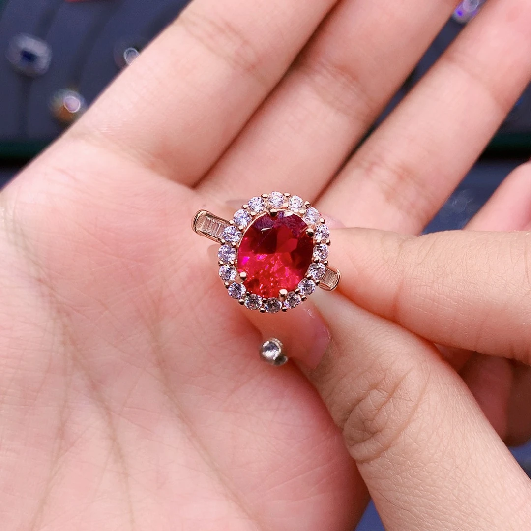 红宝石戒指银S925镶嵌