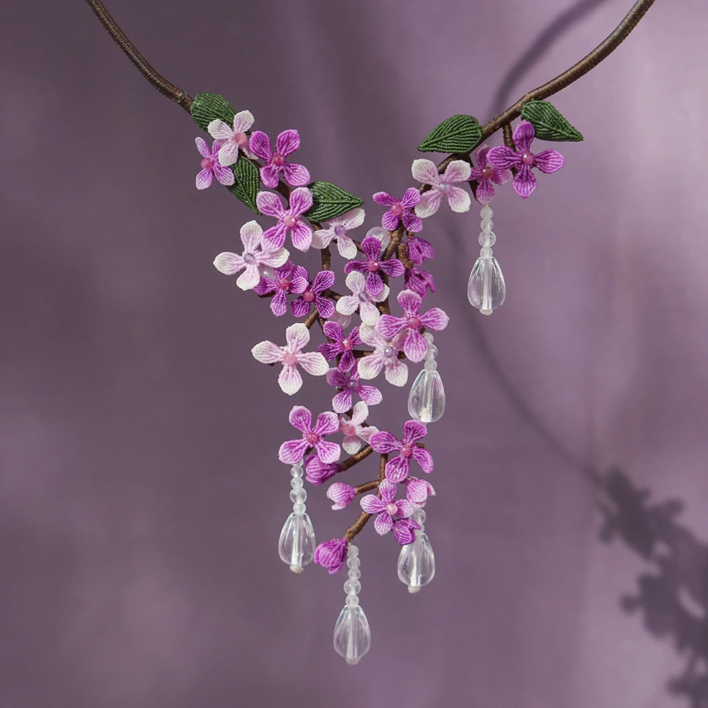 栖石原创初级编绳教程花染集丁香结项链饰品手