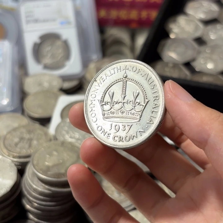 武***子银Ag925澳大利亚乔治六世大皇冠一克朗银币