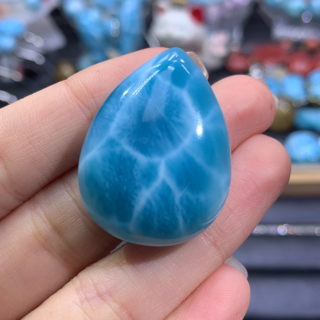 针钠钙石（海纹石）未镶嵌颈饰深海蓝高冰水滴裸石