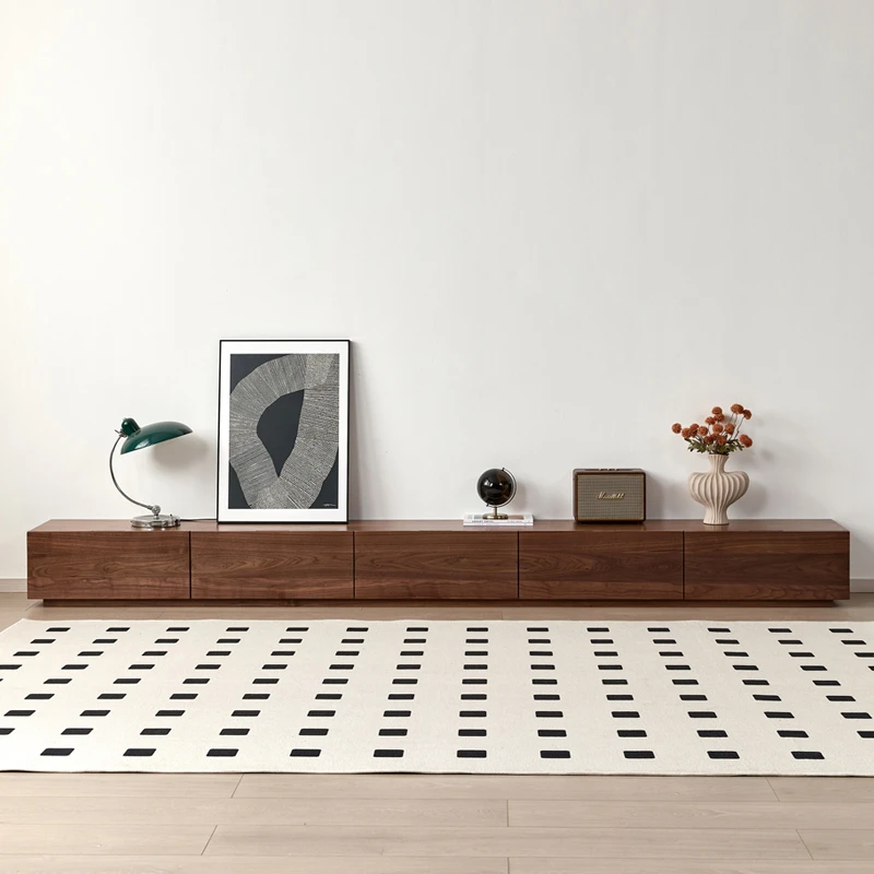 北美黑胡桃木电视柜地台现代简约小户型落地柜全实木电视机柜