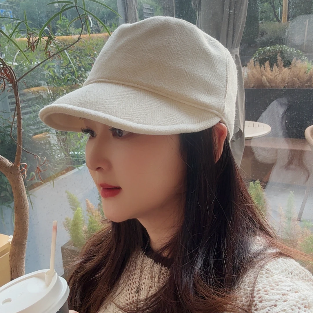 鸭舌帽秋冬韩版显脸小复古风名媛风防晒渔夫帽休闲网红帽