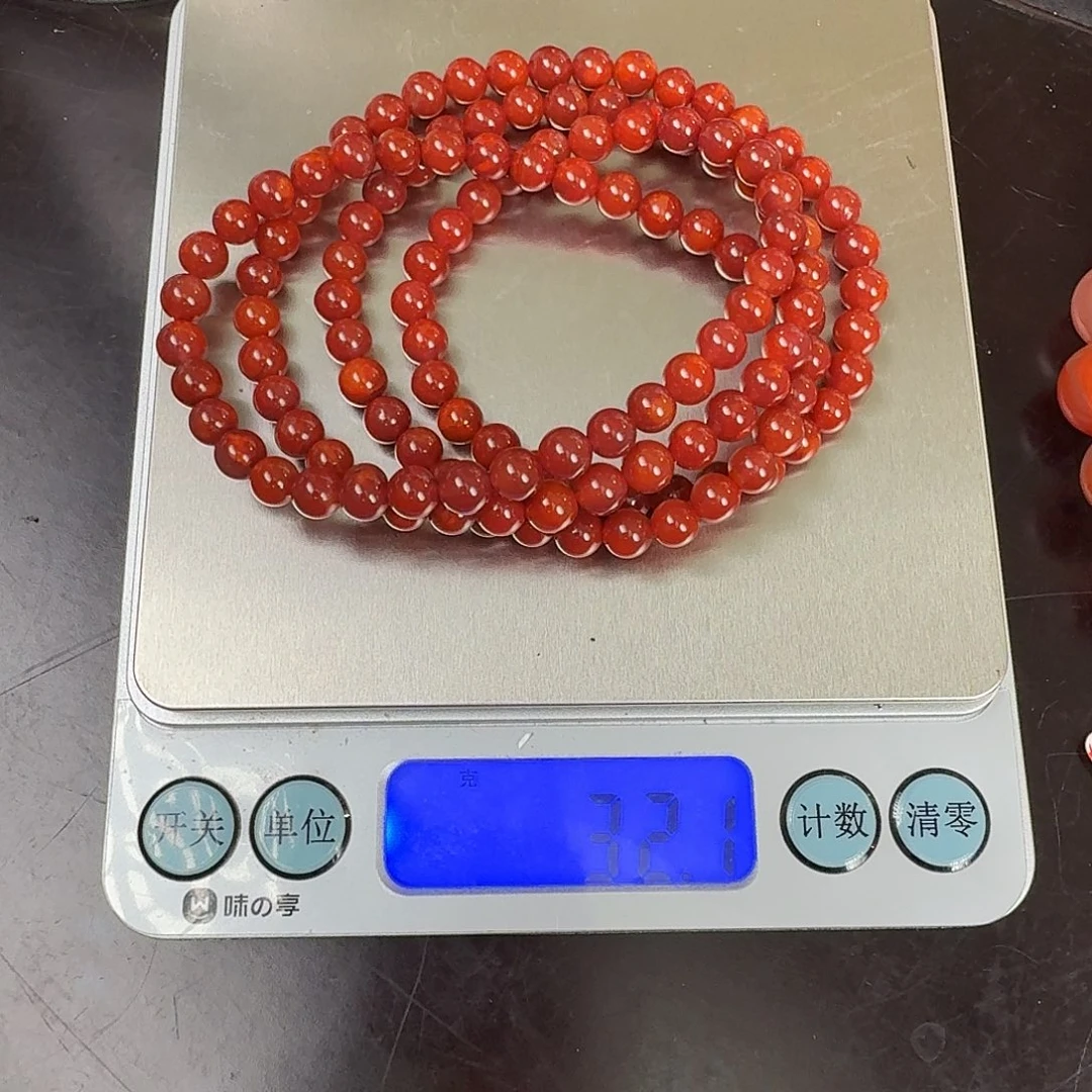 雪***望手串未镶嵌南红玛瑙玫瑰红多圈5mm