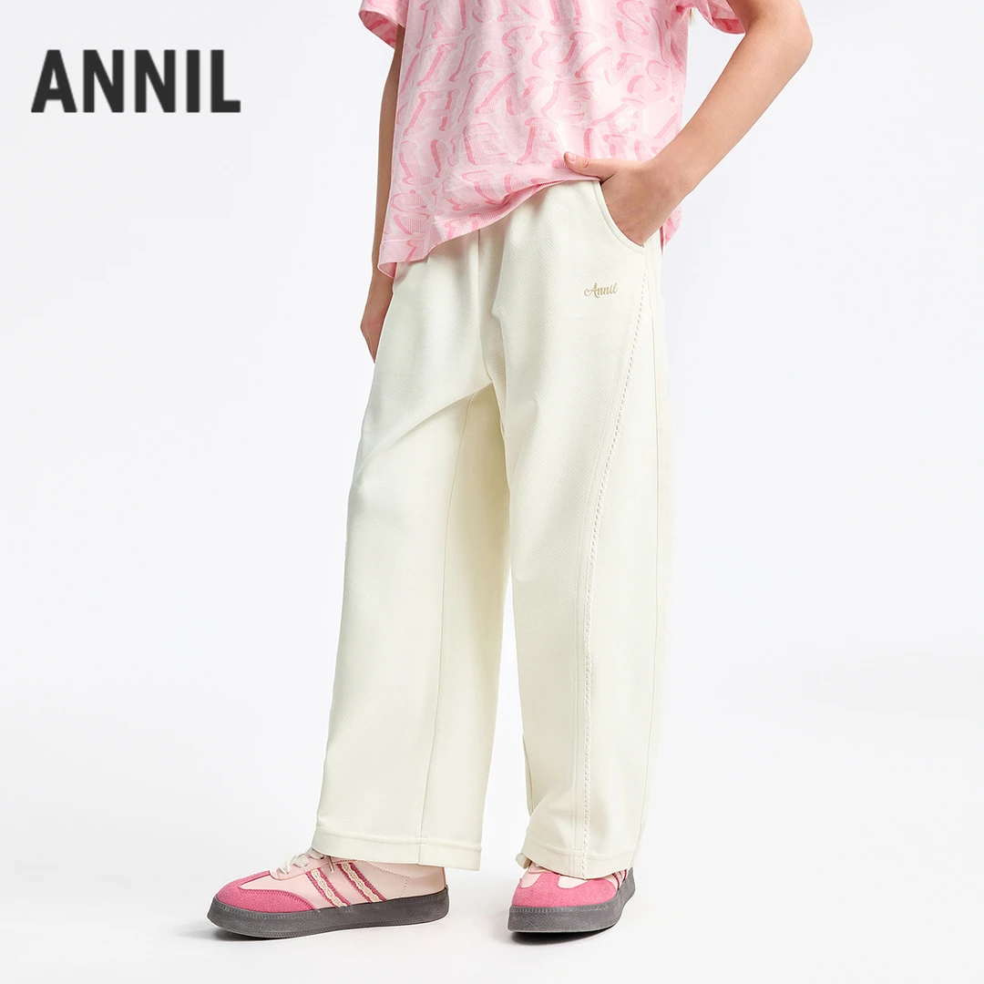 【秋季直筒裤】女童全腰单裤新款复古百搭安奈儿童装EG526214