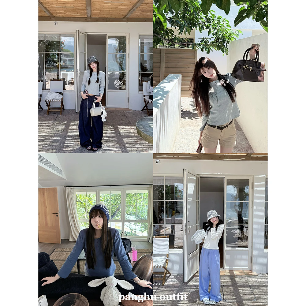 Panghu2025FW【三色魔法衣】韩系万能百搭显瘦纽扣纯棉内搭上衣