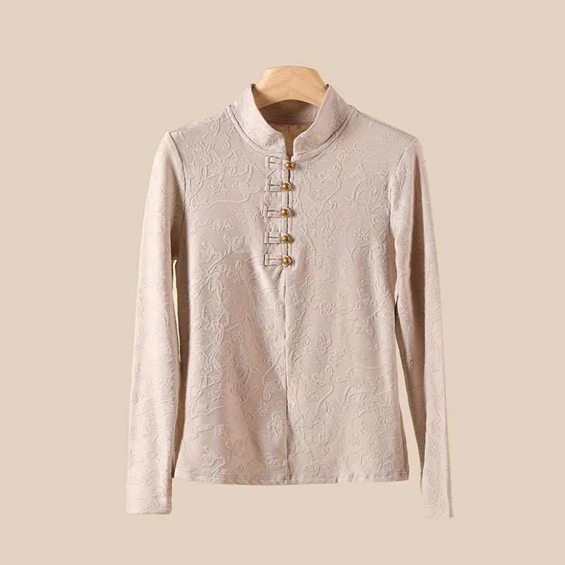 立体气泡提花繁花立领排扣云朵上衣 FYZ     YQ00056