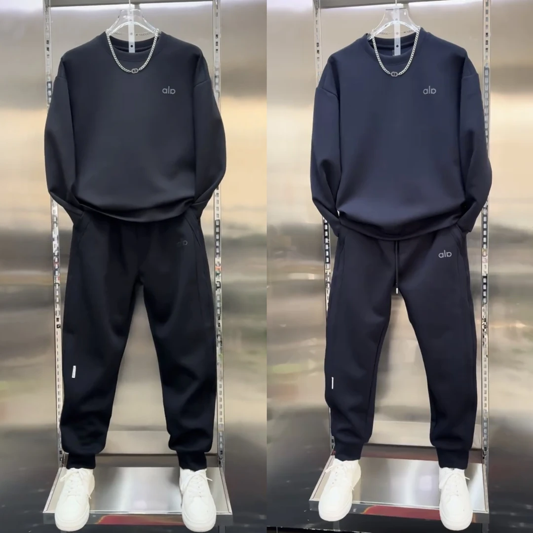 秋季新款字母标纯色休闲运动套装男士高档圆领卫衣束脚卫裤一整套