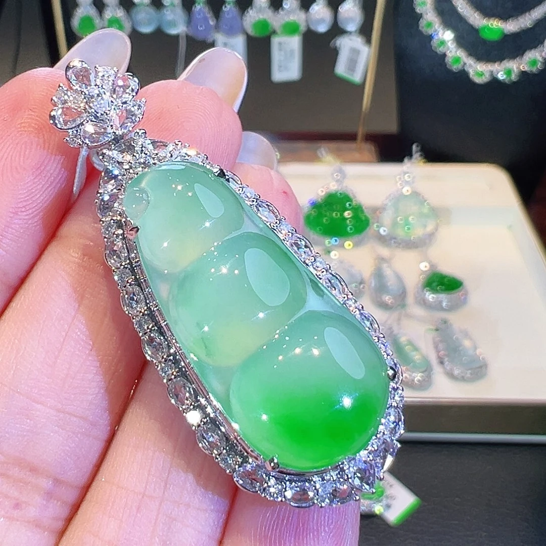 翡翠18K金镶嵌吊坠(不含链)翡翠