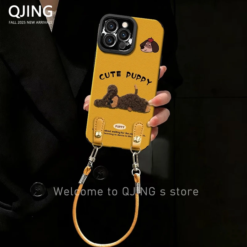 腊肠小狗手机壳适用于苹果16/华为/oppo/vivo可爱卡通新款小羊皮