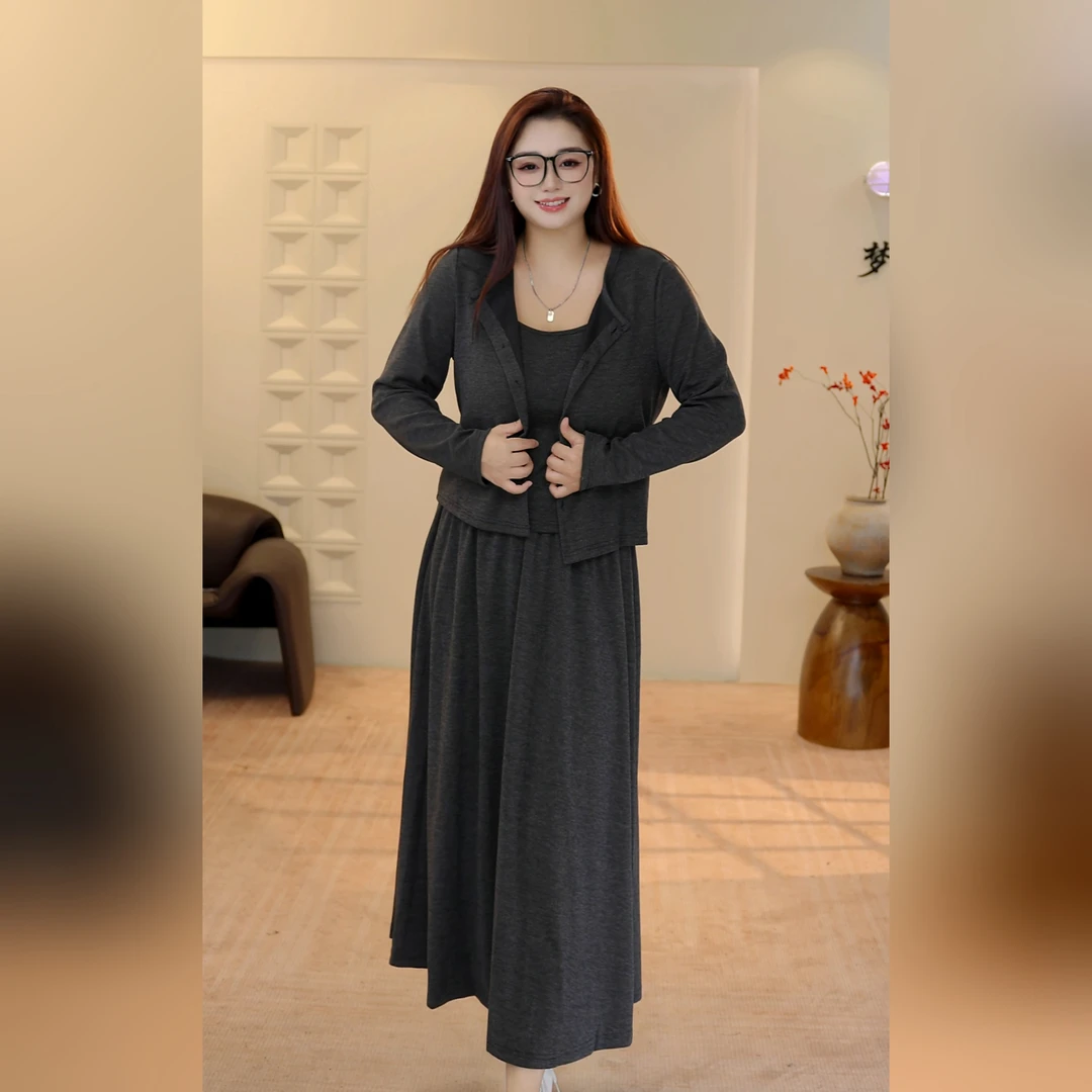 秋季大码女装胖mm休闲减龄宽松显瘦遮肉气质百搭设计感套装三件套