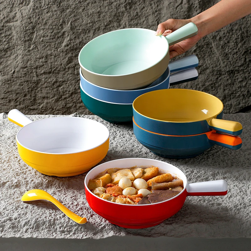 五毫美密胺餐具手柄粥碗商用仿瓷塑料冒菜麻辣烫碗大碗大汤碗面碗