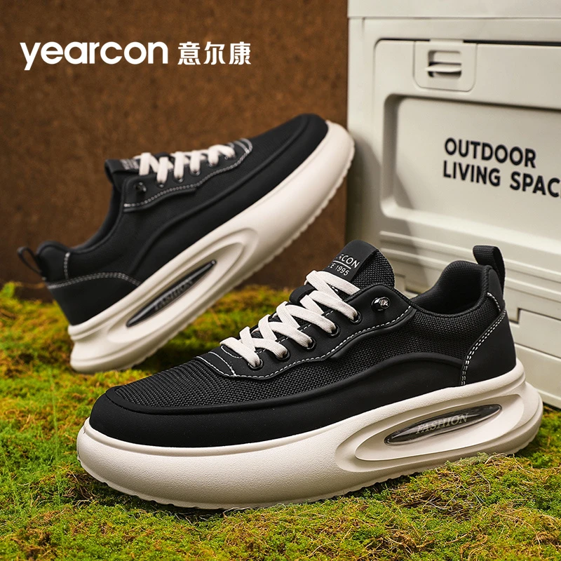 意尔康男鞋春夏爆款百搭透气男士休闲网面潮鞋厚底小白鞋软底轻便