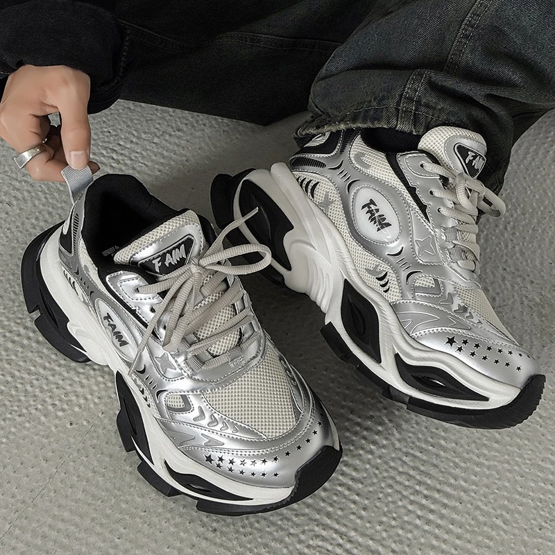 百搭网红老爹鞋秋冬新款男10厘米隐形增高鞋厚底情侣潮流鞋子女