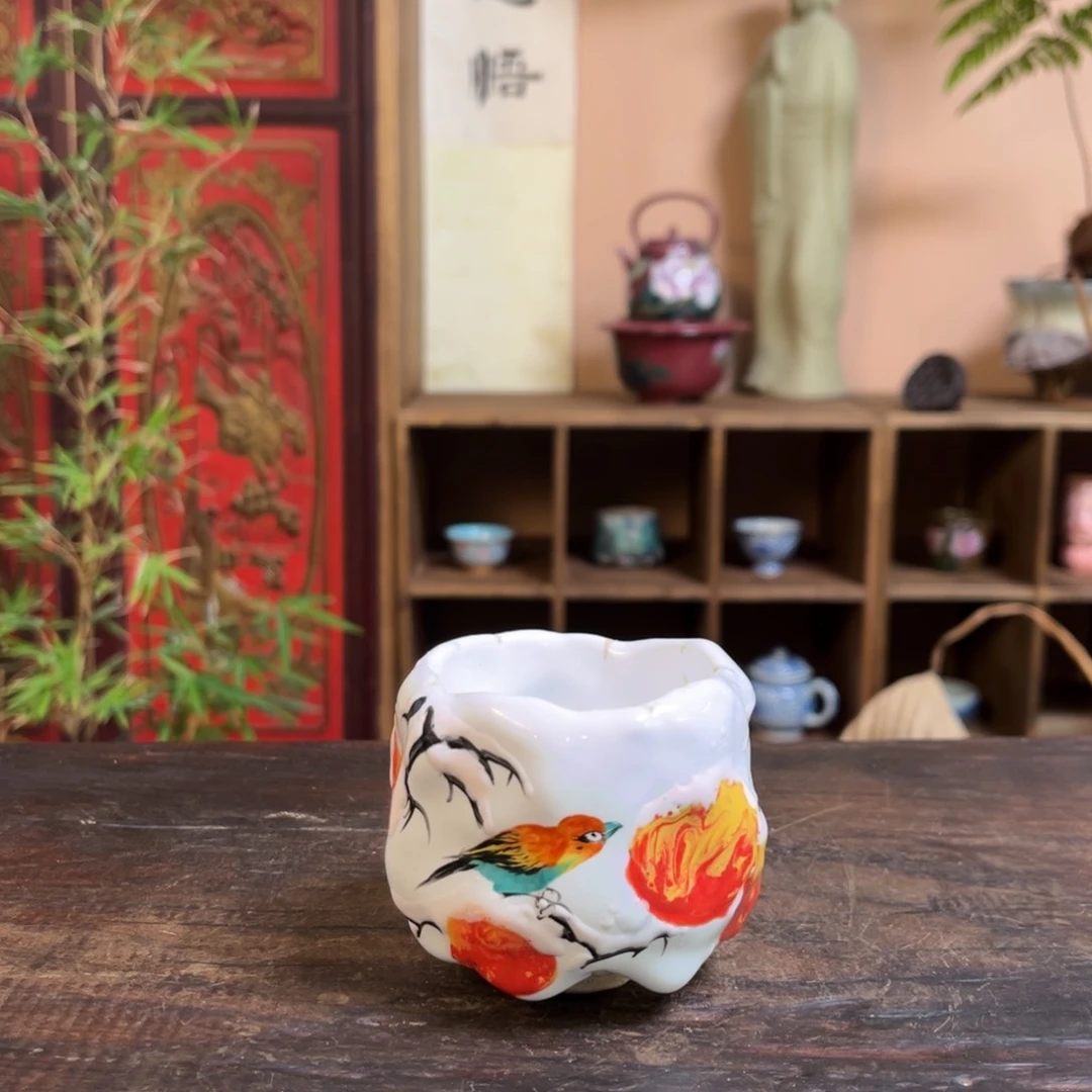 杯柴烧手工手绘陶瓷