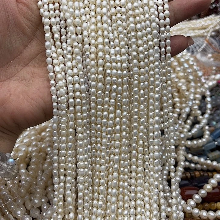 玛瑙/玉髓未镶嵌珠宝半成品一条3.5mm左右米珠珍珠