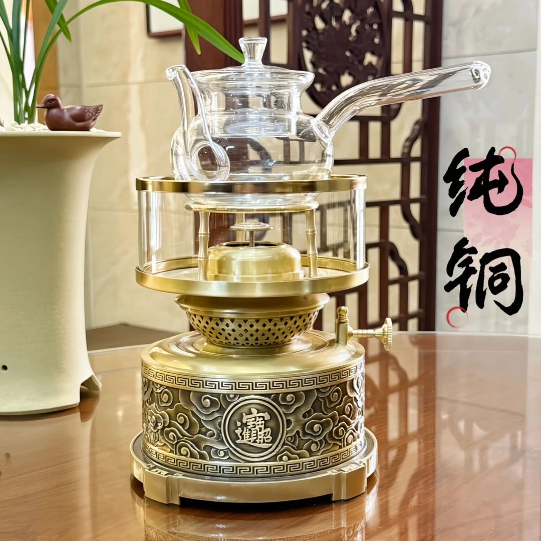 精品空气灯复古茶灯 中式煤油灯煮茶炉 工夫茶煮水铜茶器厂家直销