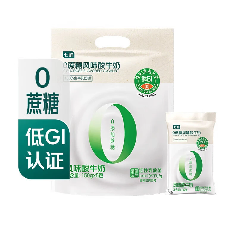 七鲜 0蔗糖风味酸牛奶150g*5