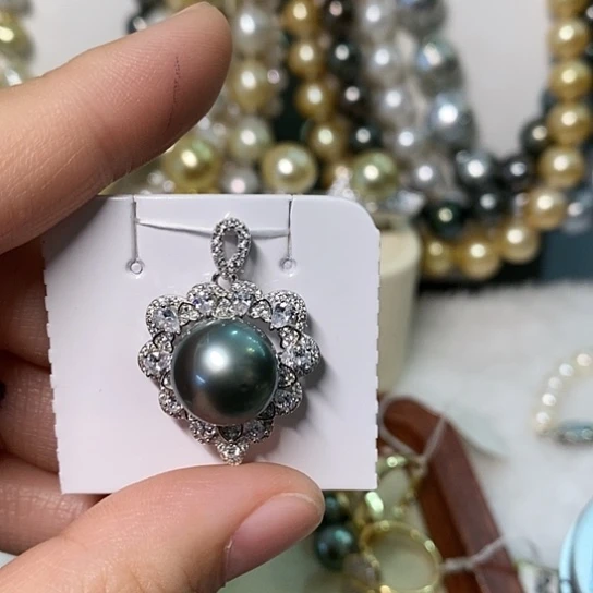 海水珍珠颈饰银S925镶嵌12-13