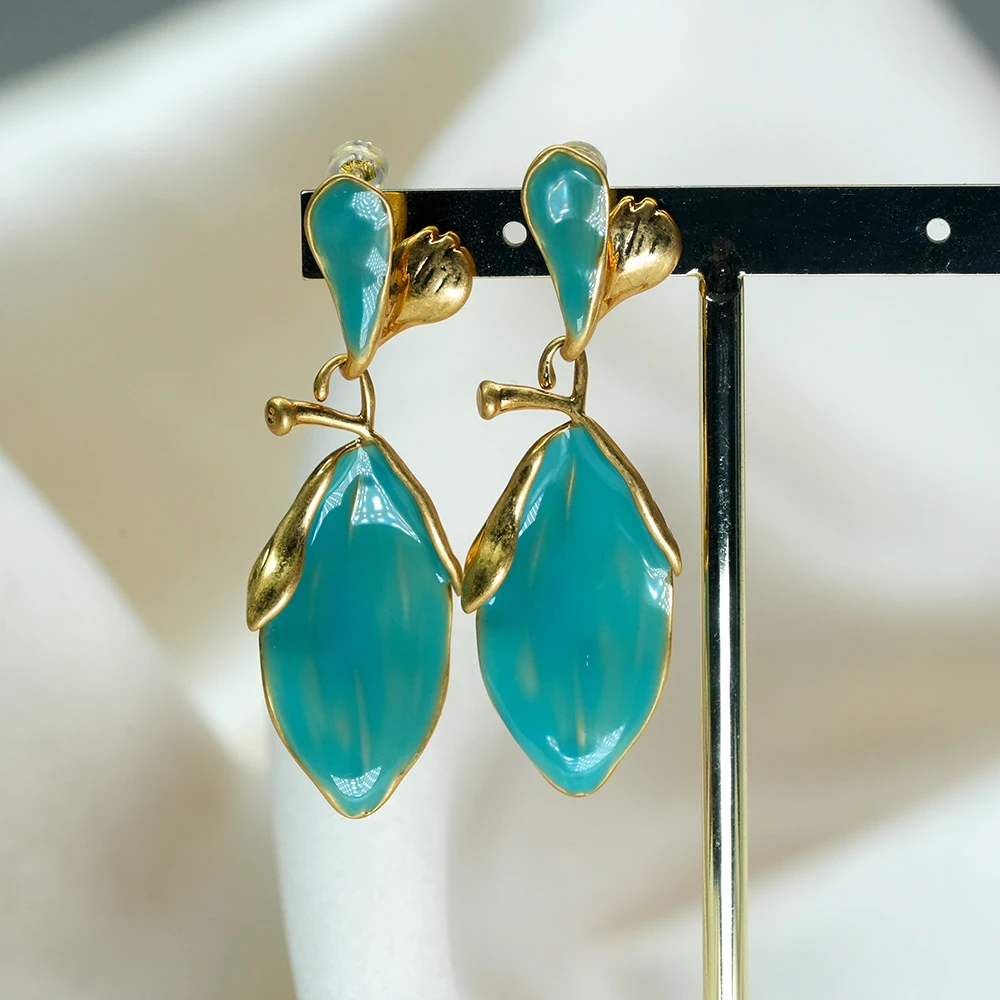 非金属珐琅耳饰 忆往昔中古耳环（滴釉珐琅）