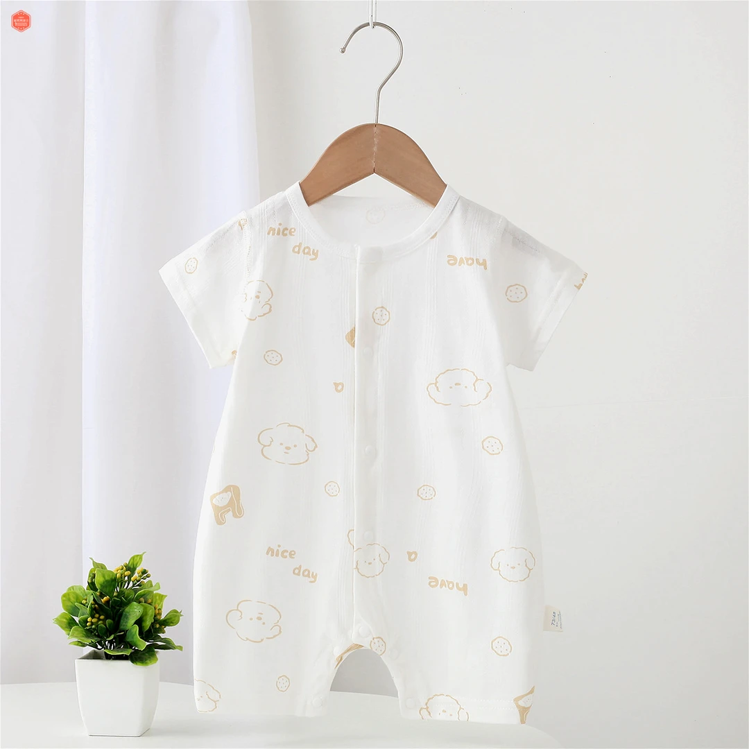 夏季连体衣薄款纯棉短袖0-1岁夏装衣服清凉婴儿连体衣欧若风