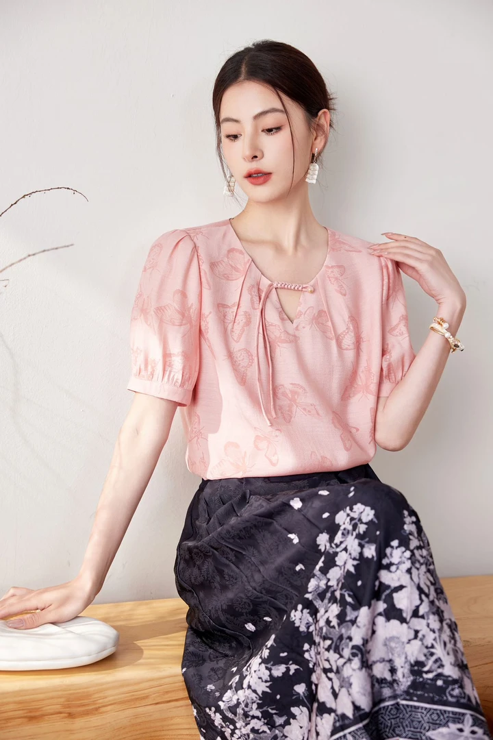 新中式轻国风气质复古盘扣小衫8969