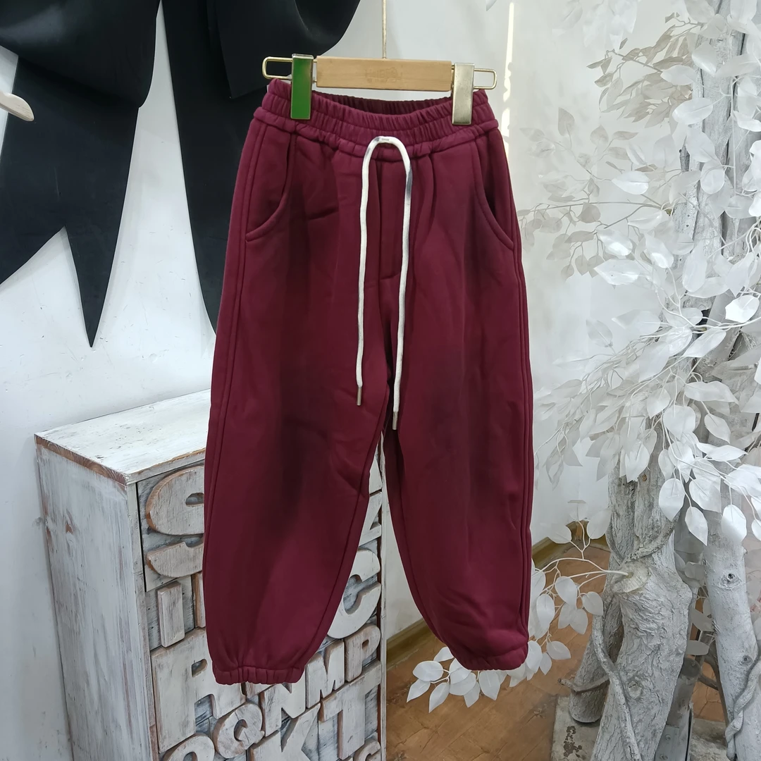 K548酒红色扎染奥利绒卫裤