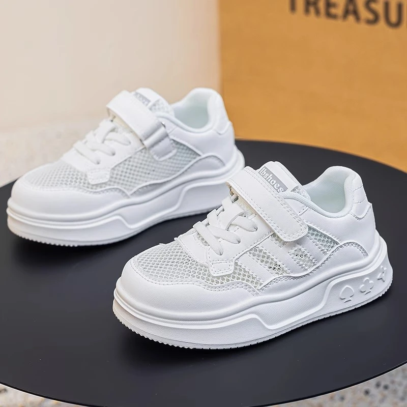 蜡比小星儿童小白鞋透气单网板鞋2025夏季新款女童网鞋男童休闲鞋