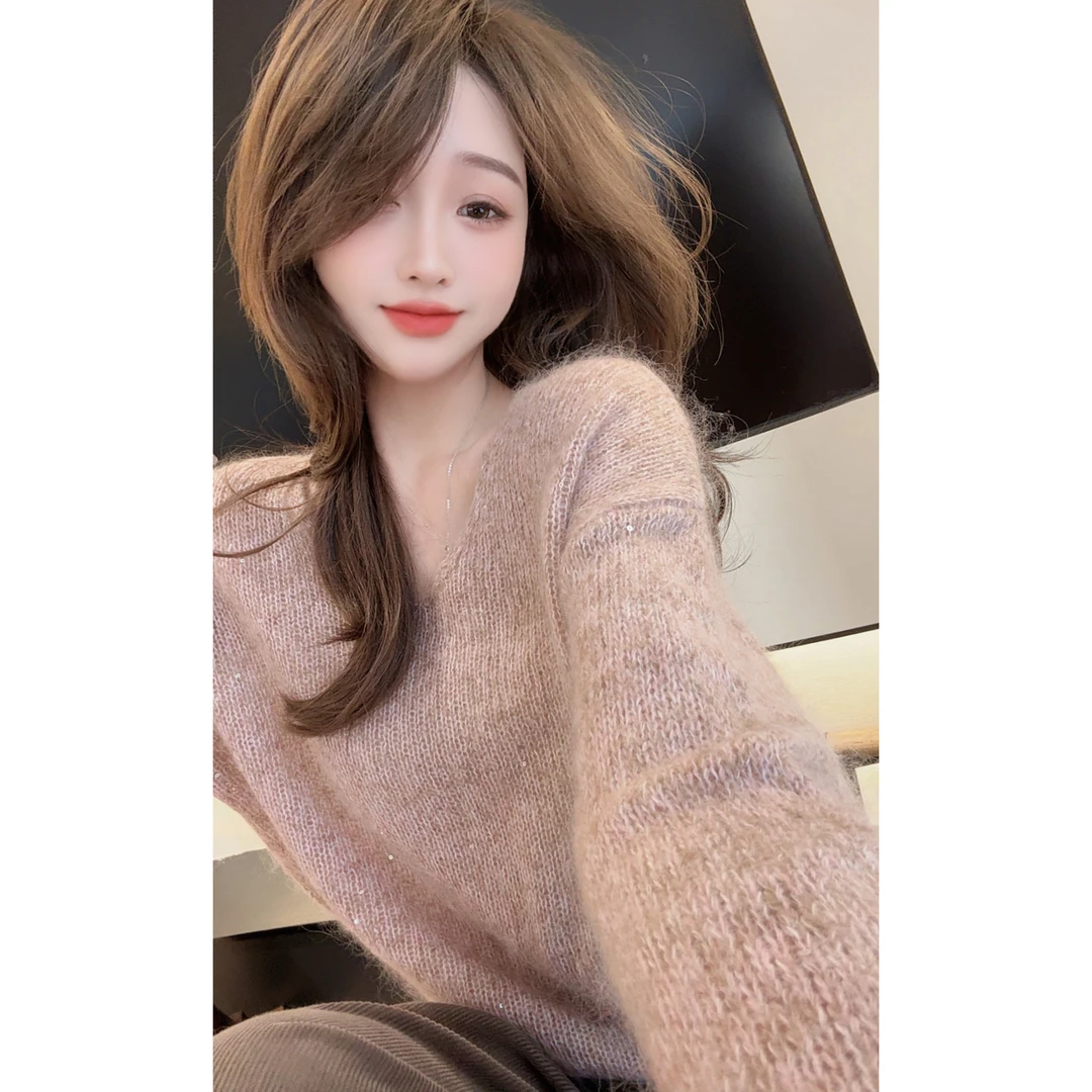 【陈陈私服】氛围感温柔毛毛套头毛衣洋气减龄长袖针织衫25112106