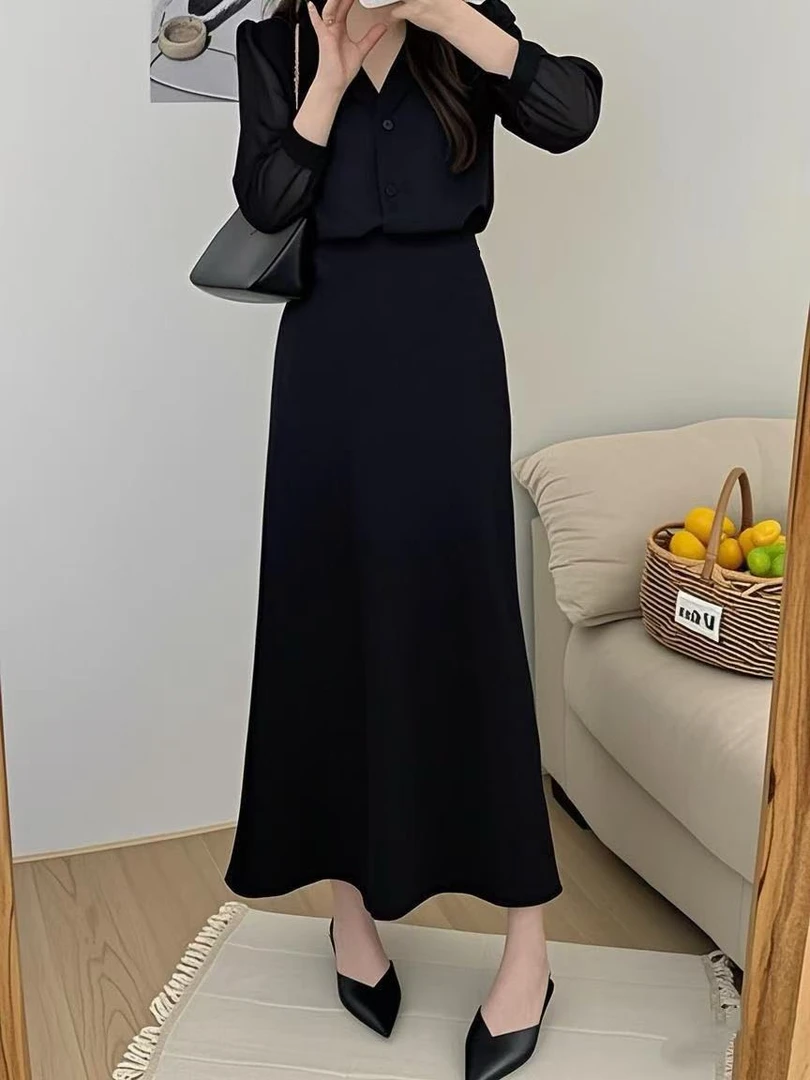 2025秋季新款高腰a版显瘦简约百搭半身裙12