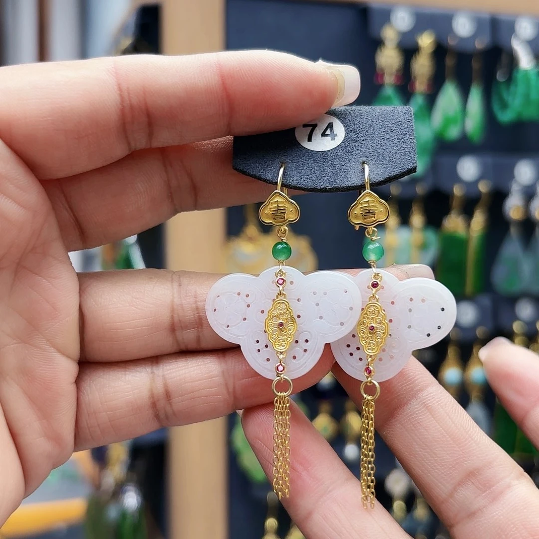 沐***C翡翠银S925镶嵌耳饰耳坠