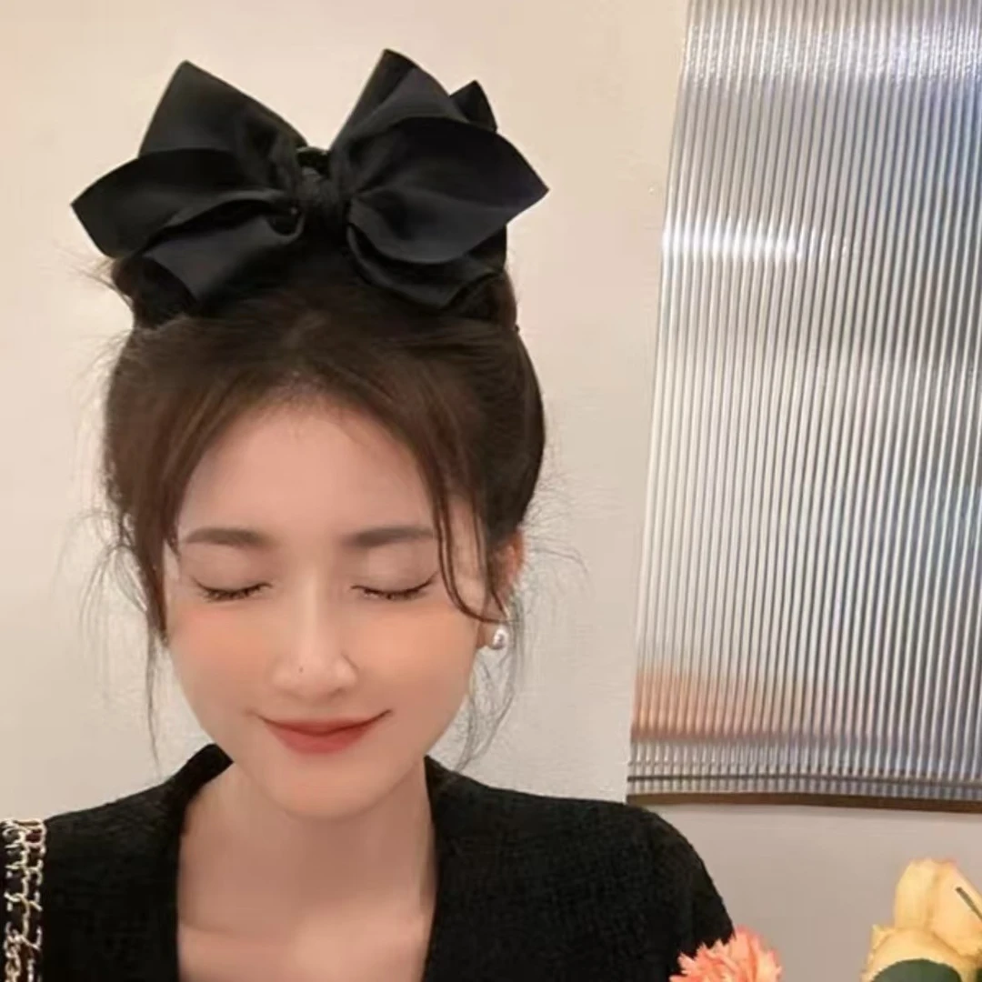 在逃公主饰~缎面大蝴蝶结发抓鲨鱼夹韩式抓夹ins发饰夹子氛围感