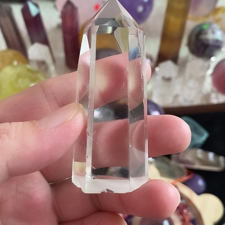 石材高：7.0底：2.8纯天然白水晶小柱子！