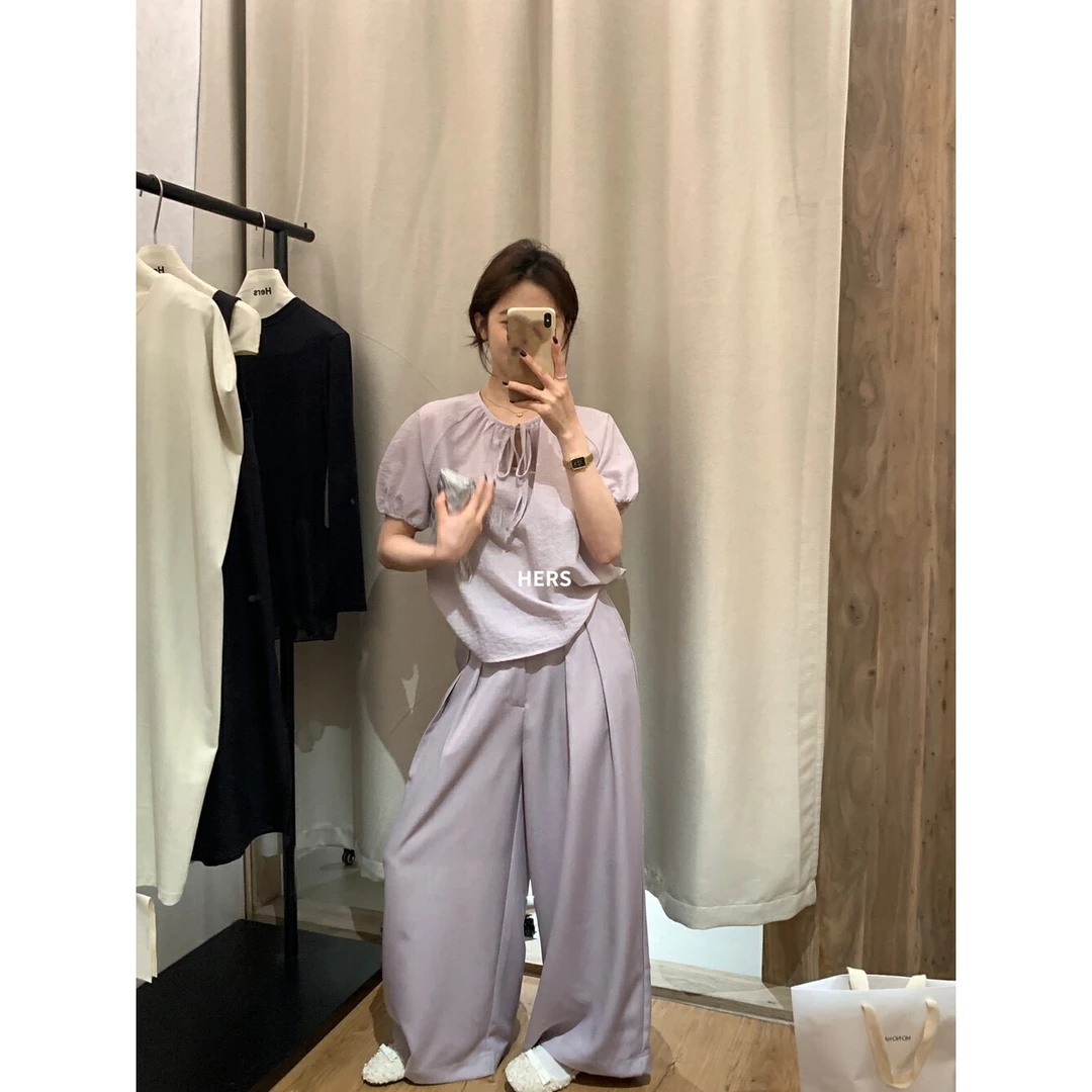 20667#【一整个爱住了】超级温柔蝴蝶结绑带短袖小衫