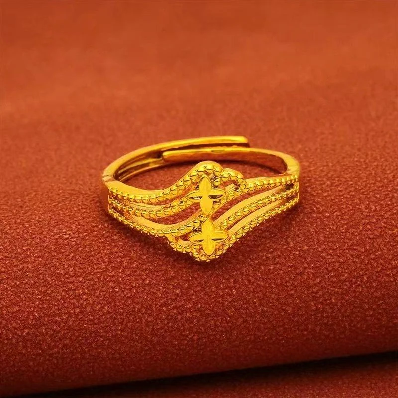 四叶花朵戒指简约女款开口可调节多样性其一