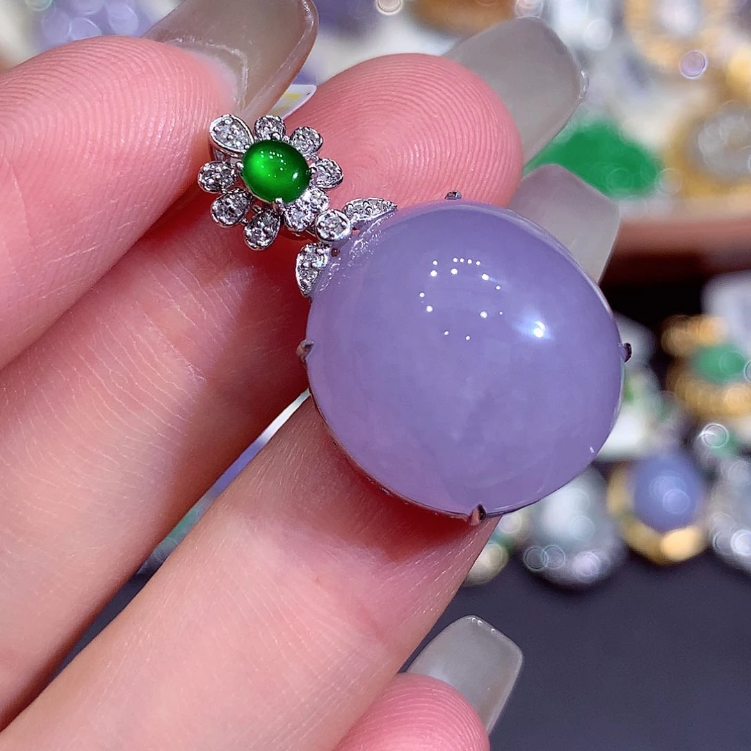 吊坠(不含链)18K金镶嵌翡翠