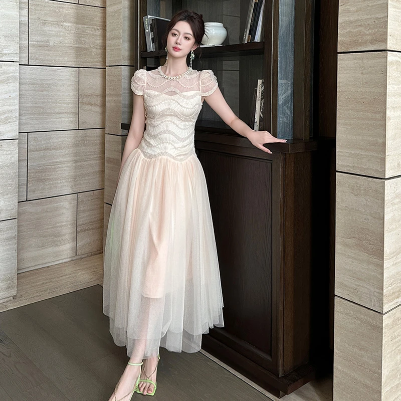 2025新款轻奢仙气显瘦气质夏季法式晚礼服名媛裙子21723