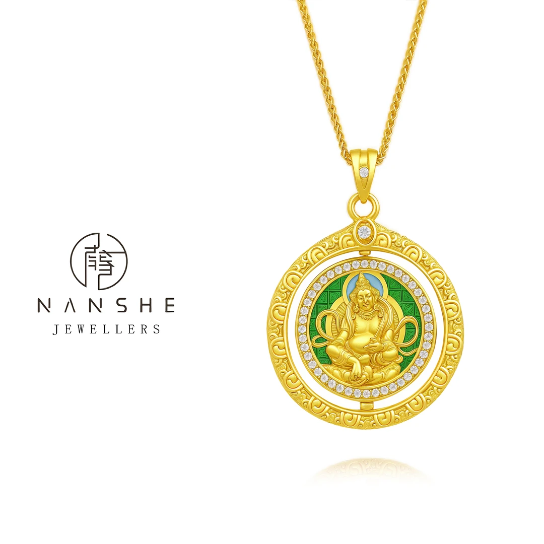 NANSHE/南奢 【双面黄财神】新中式越转越有罗盘项链